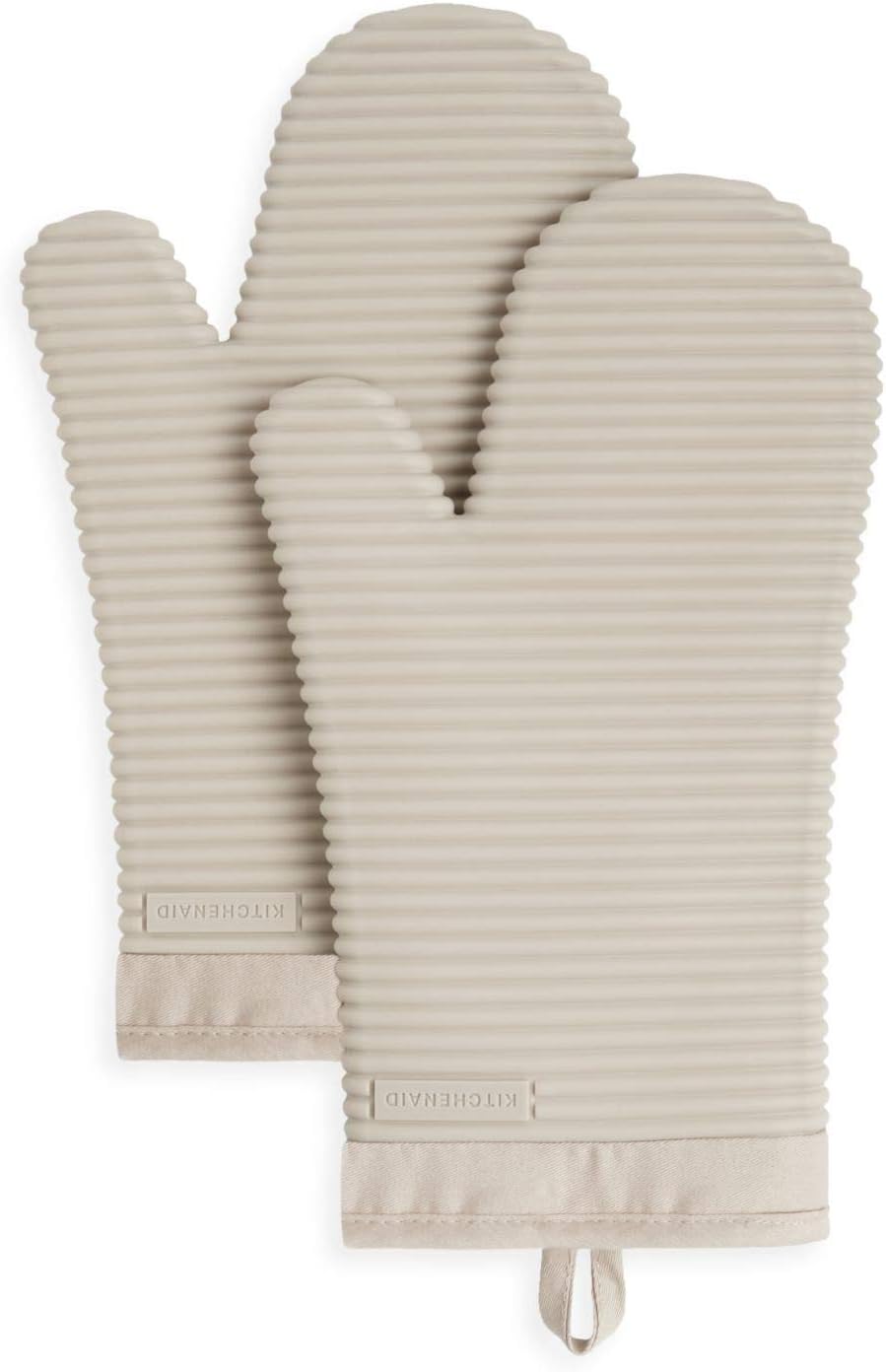 KitchenAid Ribbed Soft Silicone Oven Mitt 2-Pack – Heat-Resistant Kitchen Mitts (7.5”×13”)