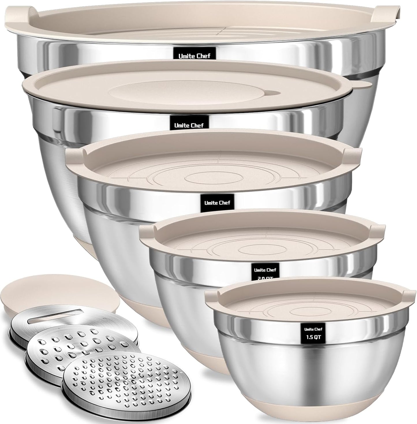 Umite Chef Stainless Steel Mixing Bowl Set (8 PCS)
