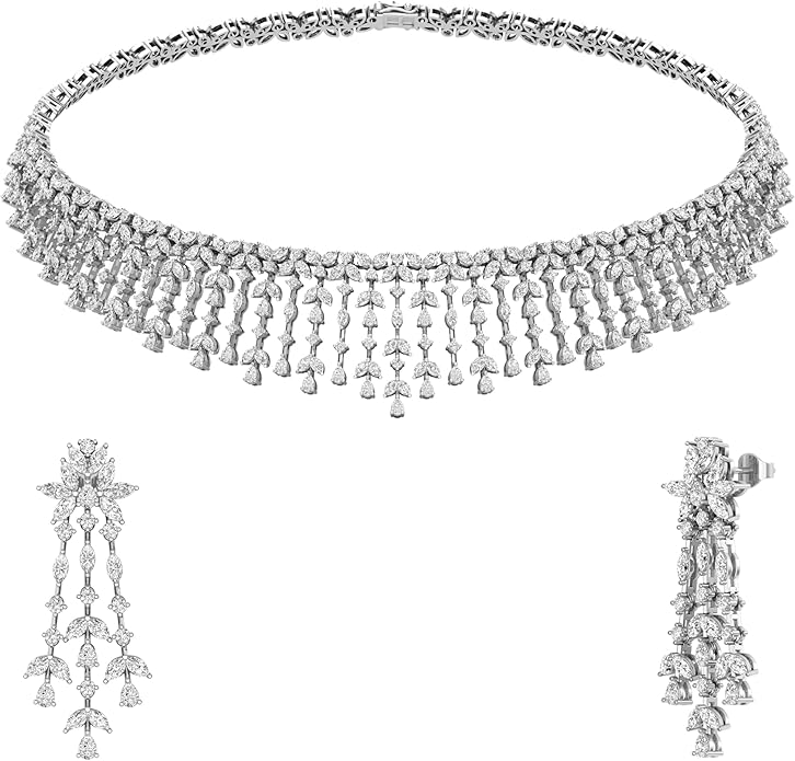 18K White Gold Diamond Statement Necklace – 23 Carats Certified | Elite Jewelry for Women