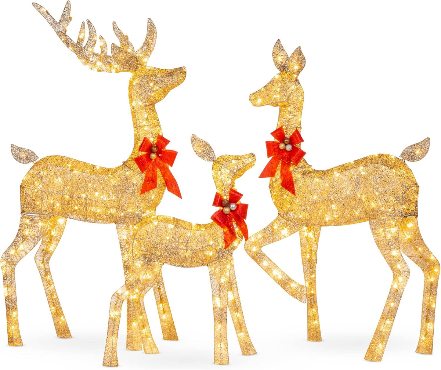 Best Choice Products 3-Piece Lighted Christmas Deer Family Set – 5ft Outdoor Display