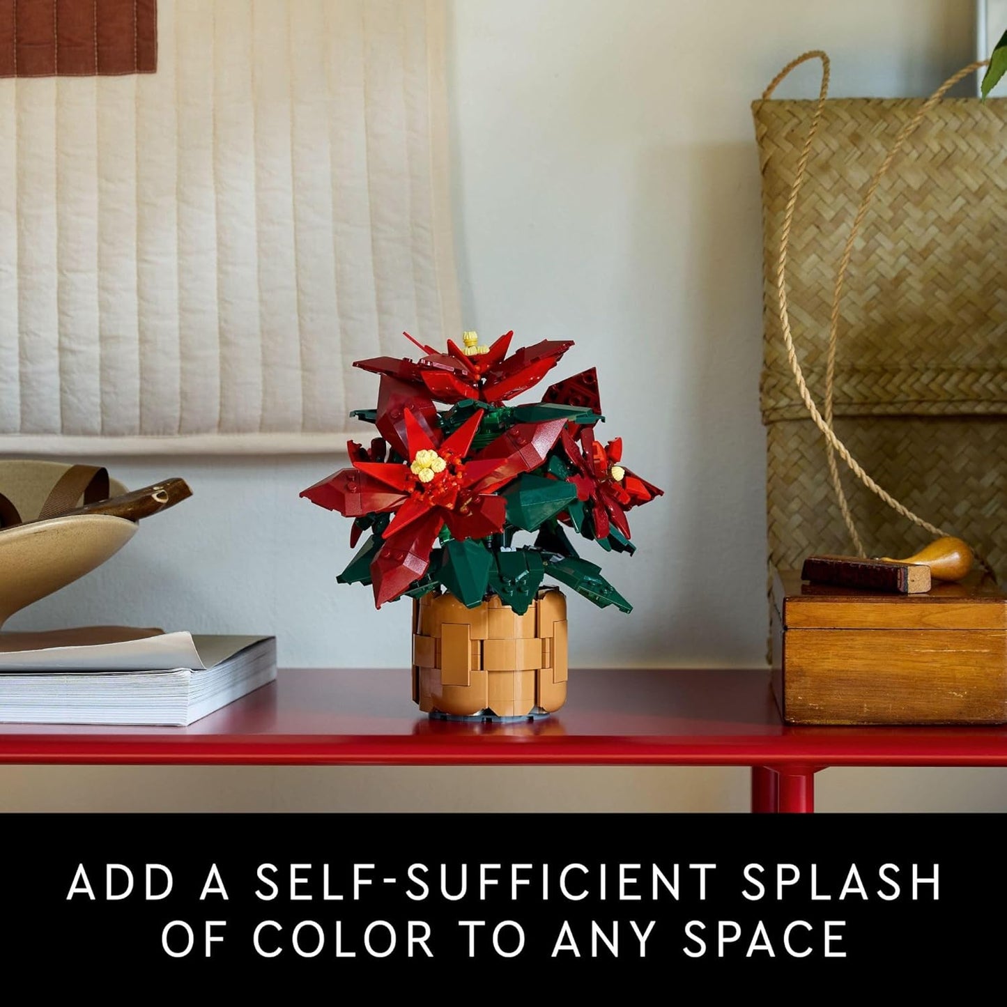 LEGO Poinsettia Holiday Centerpiece – Zero-Maintenance Christmas Flowers