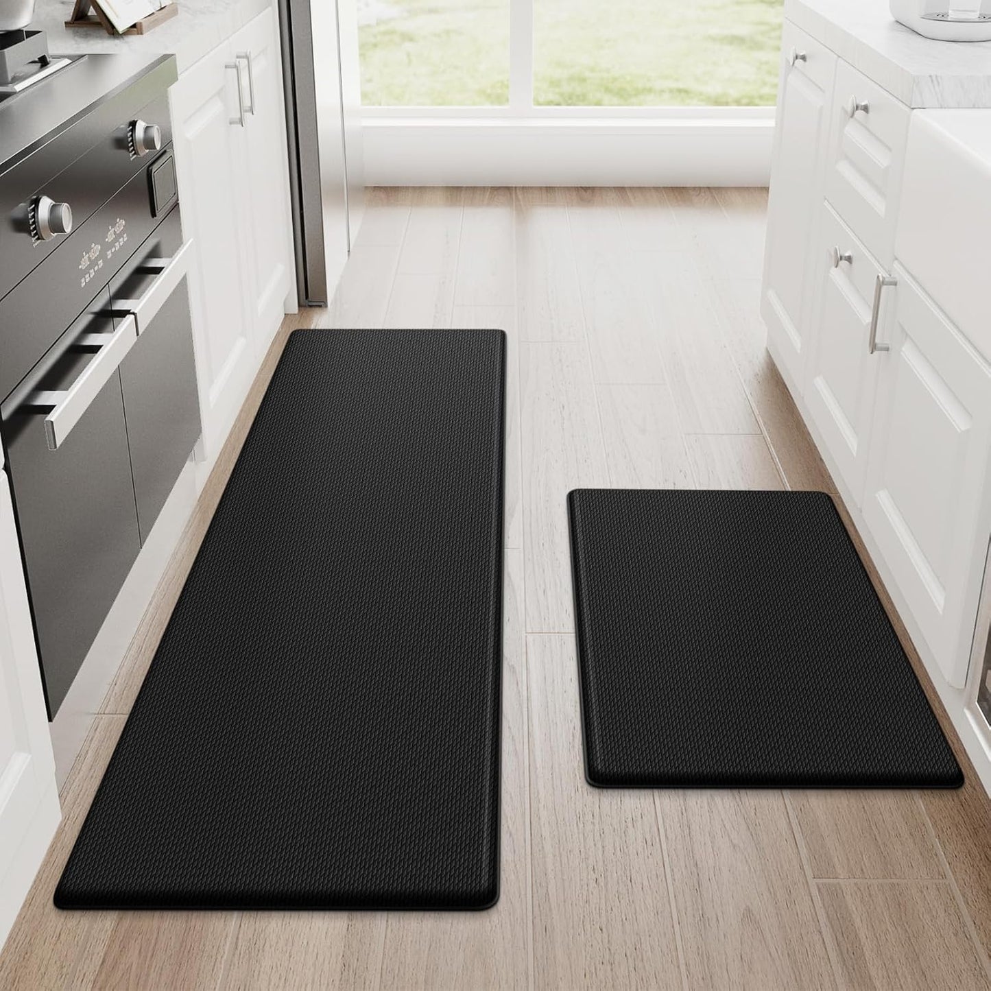 StepRite Kitchen Mats, 2PCS Cushioned Anti-Fatigue Kitchen Rugs – Non-Slip Waterproof Floor Mats