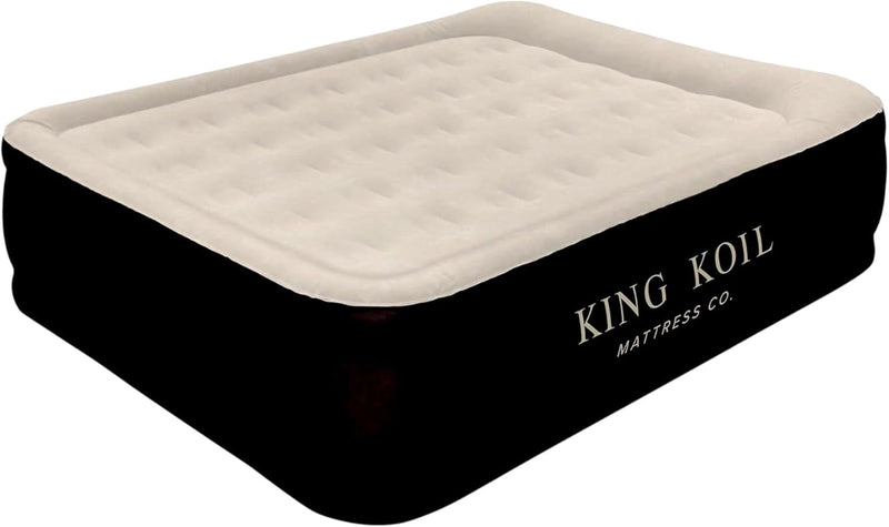 King Koil Luxury Queen Air Mattress – Built-In Pump, 20" Raised Height | Premium Airbed for Guests, Camping & Home