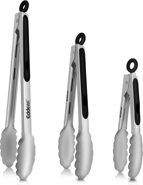 Stainless Steel Cooking Tongs Set – Heat-Resistant Kitchen & BBQ Tongs (3-Piece Set)
