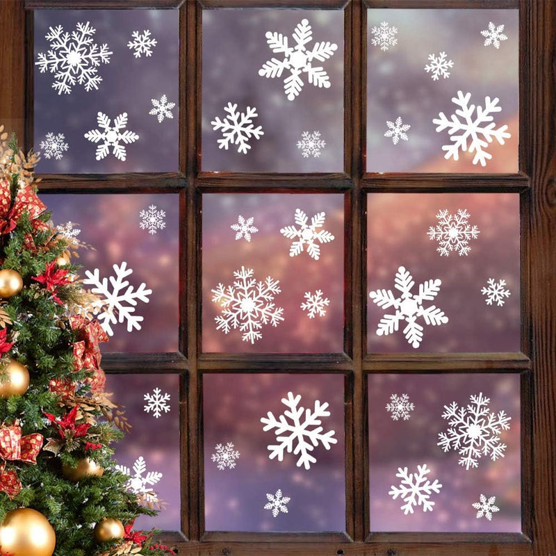 135 Snowflake Window Clings – Reusable Christmas Static Stickers for Home & Party Decor