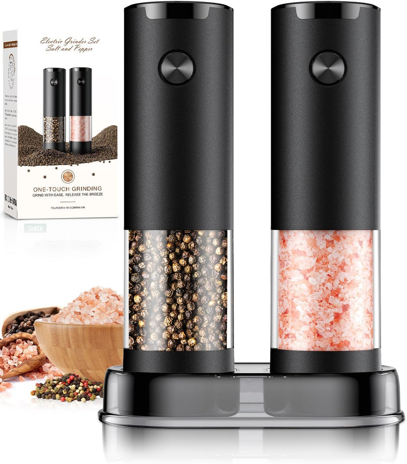 Electric Salt & Pepper Grinder Set – LED + Adjustable Coarseness