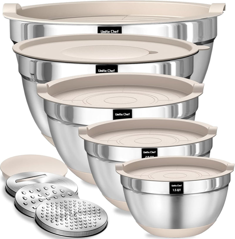 Umite Chef Stainless Steel Mixing Bowl Set (8 PCS)