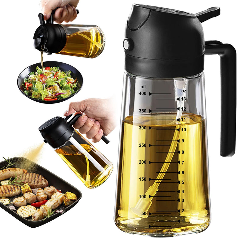 2-in-1 Olive Oil Sprayer & Dispenser Bottle – 470ml