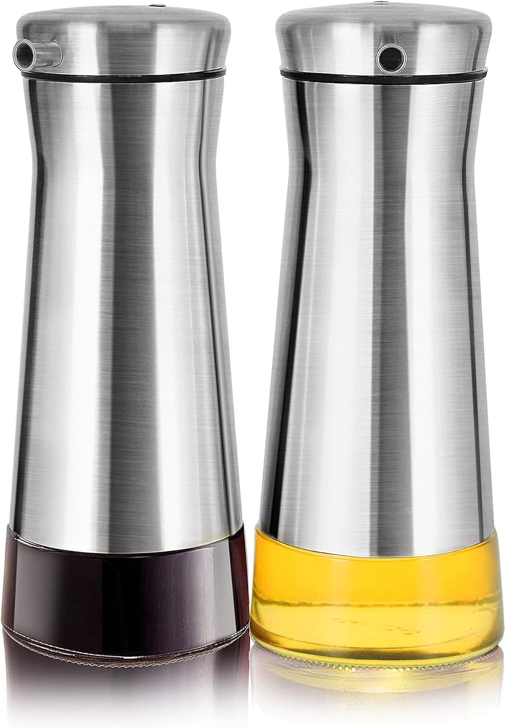 Olive Oil & Vinegar Dispenser Set – 2-Pack Stainless Steel No-Drip Bottles