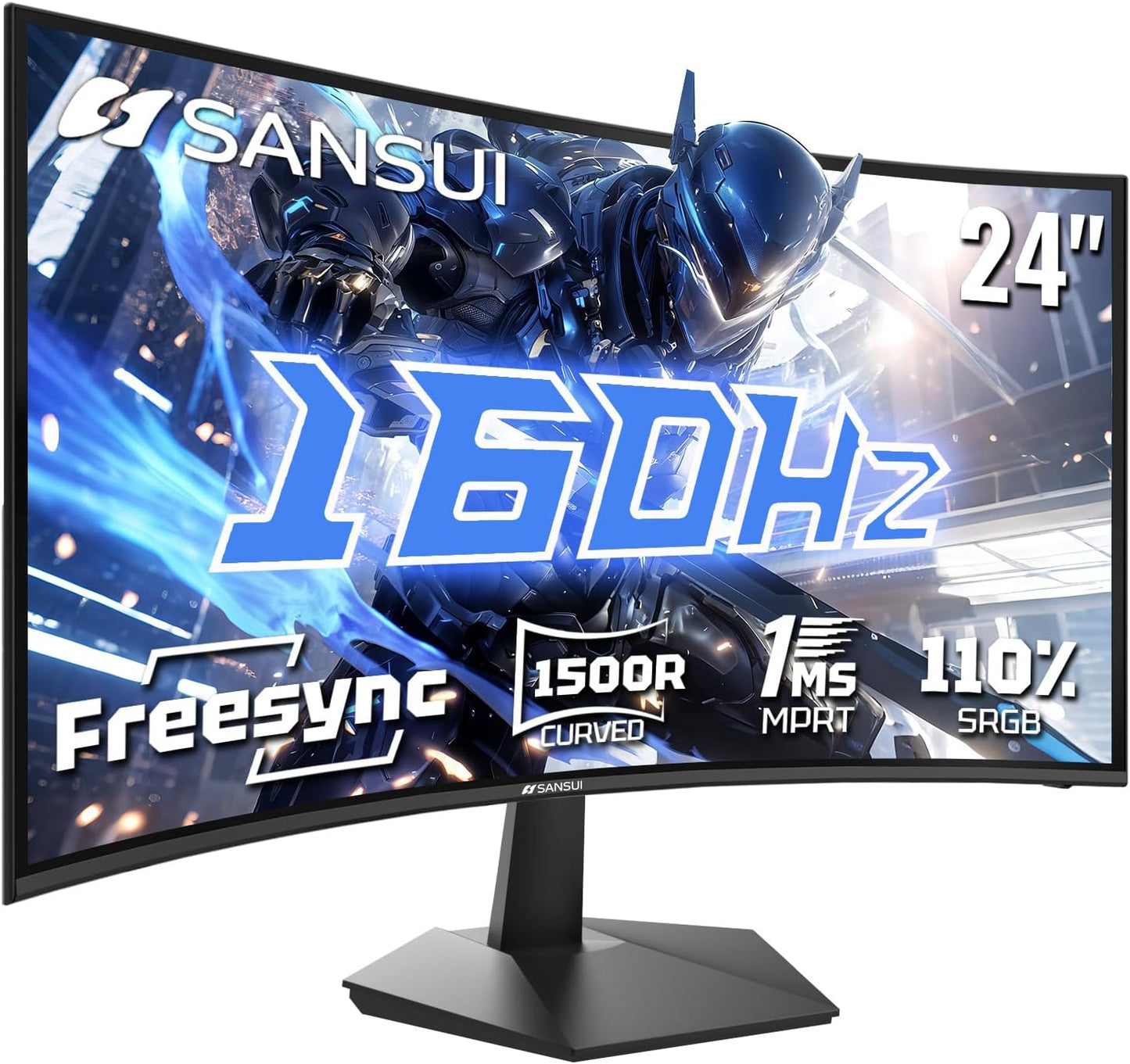 SANSUI 24" Curved 160Hz Gaming Monitor – Ultra Smooth Gameplay (Pro-Level on a Budget)