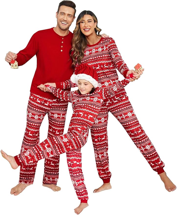 Ekouaer Family Christmas Pajamas – Matching Long Sleeve Holiday Lounge Sets