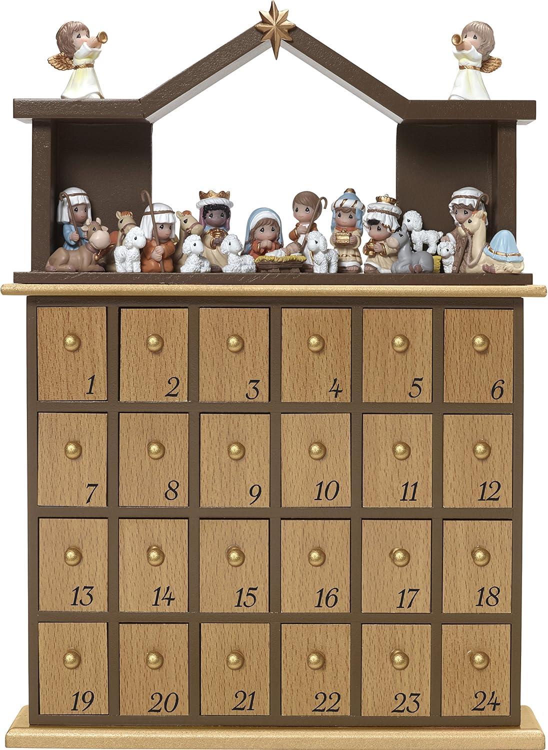 Nativity Advent Calendar – 27-Piece Hand-Painted Christmas Countdown with Figurines & Story Book (Wood & Resin)