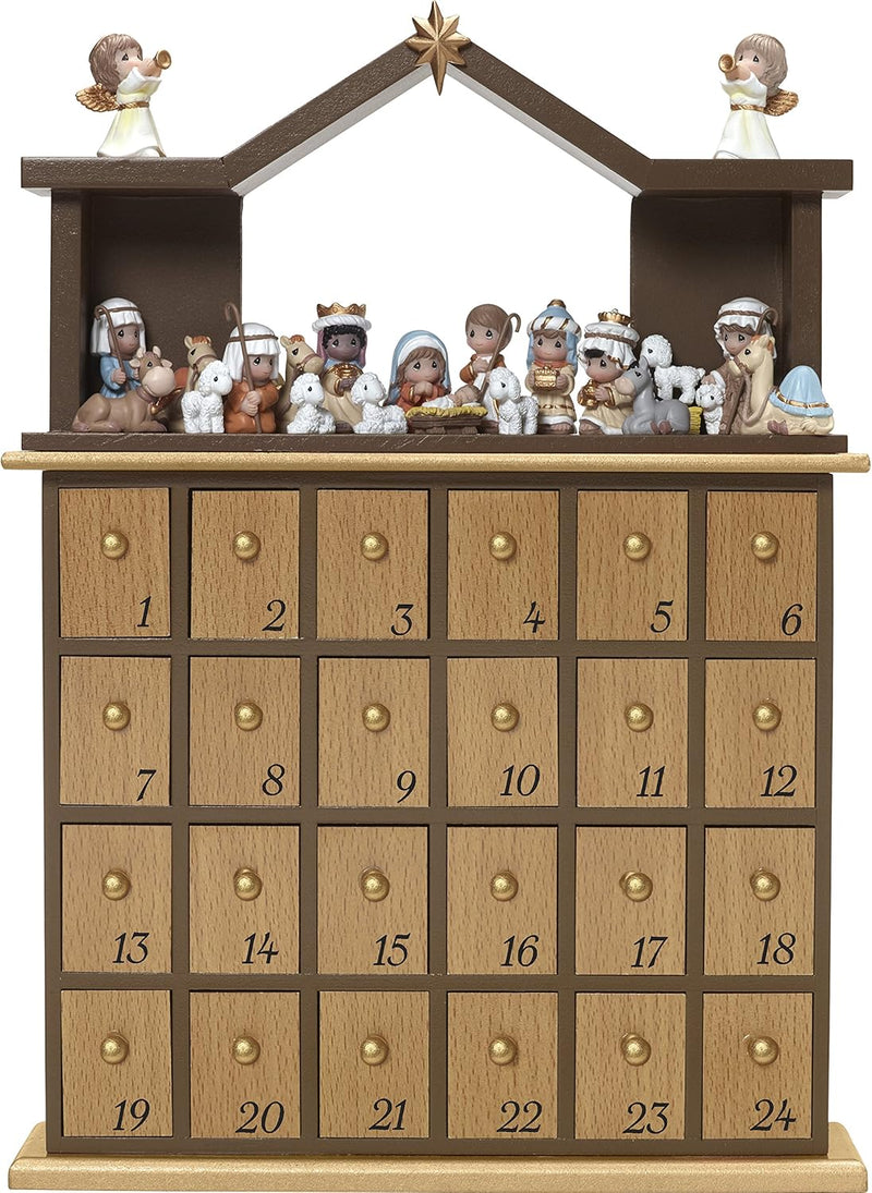 Nativity Advent Calendar – 27-Piece Hand-Painted Christmas Countdown with Figurines & Story Book (Wood & Resin)