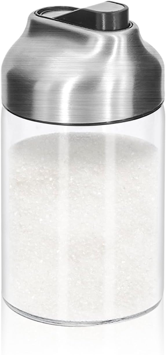 Aelga Glass Sugar Dispenser – Pour Spout Bar Sugar Shaker with Weighted Lid