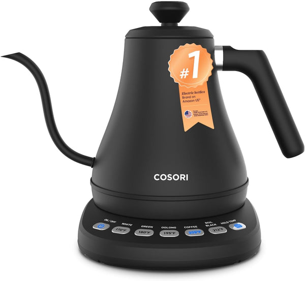COSORI Electric Gooseneck Kettle – 5 Temperature Presets, Pour Over Precision & Stainless Steel Interior (0.8L, 1200W)