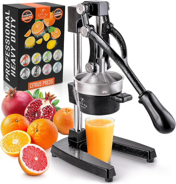 Zulay Kitchen Professional Citrus Juicer – Heavy Duty Cast Iron Manual Lemon & Orange Press