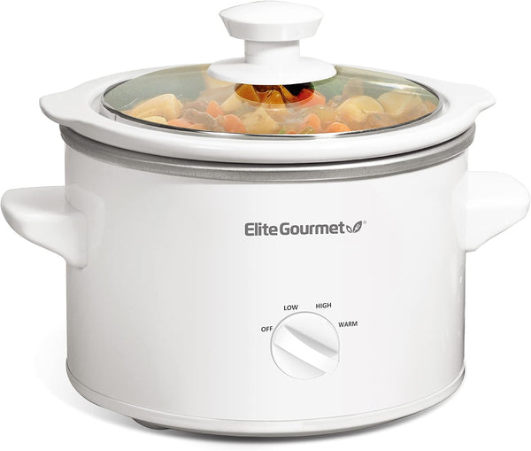 Elite Gourmet MST-250XW Electric Slow Cooker – 1.5 Qt Compact Ceramic Crock Pot with Adjustable Temperature & Dishwasher-Safe Parts