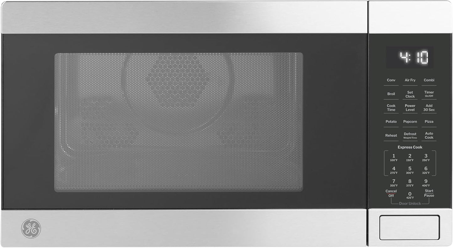 GE 4-in-1 Countertop Microwave Oven – Air Fry, Convection & Broil Combo (1050W, Stainless Steel)